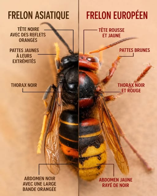 Comparaison frelon asiatique et frelon européen